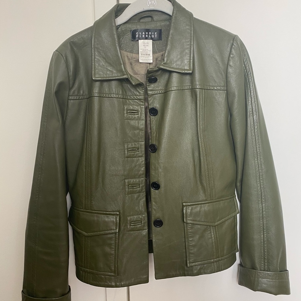 Claudia Pierlot green leather jacket